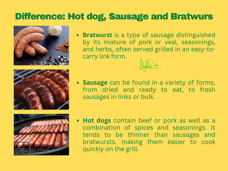 Difference among Hot dog, Sausage and Bratwurst